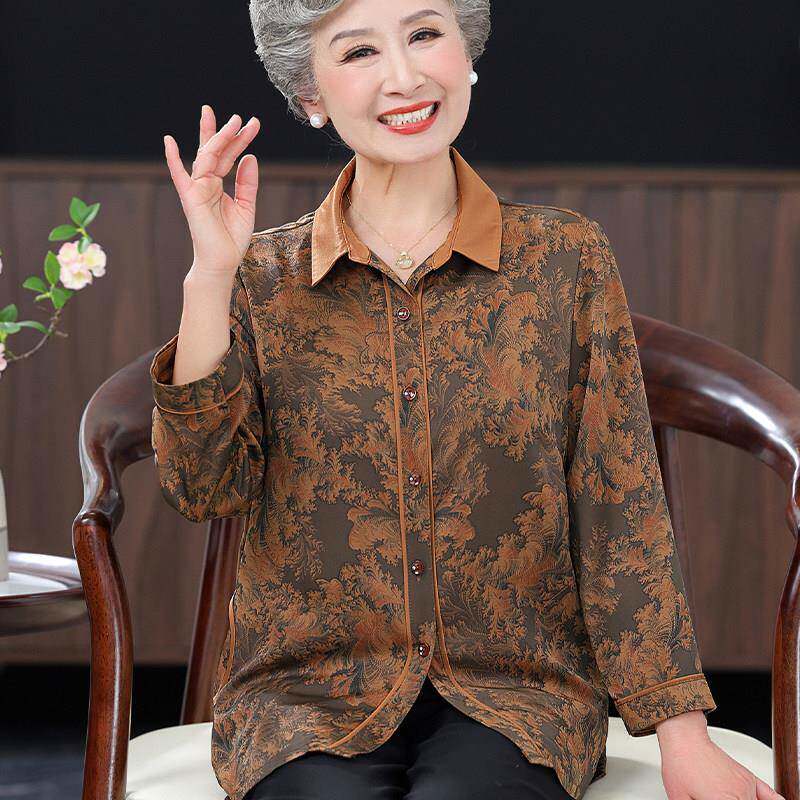 极速时尚老太太宽松大码上衣2026新款中老年女春装奶奶九分袖衬衫
