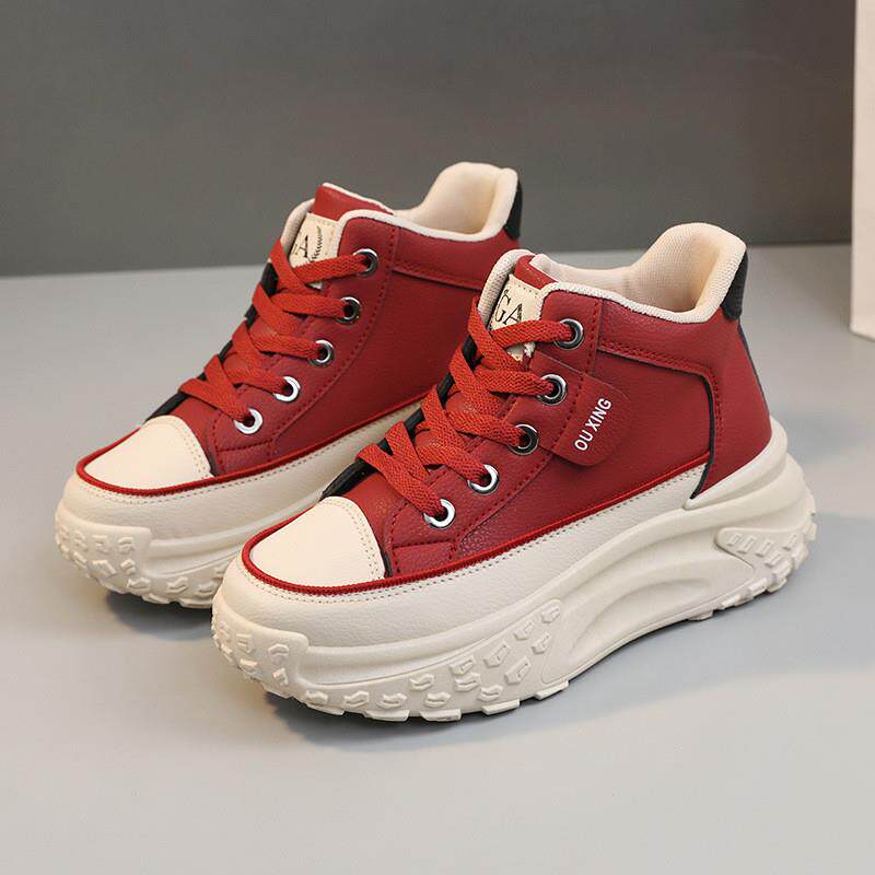 推荐高帮鞋女2026新款爆款小白鞋厚底增高轻便小个子软底不累脚老