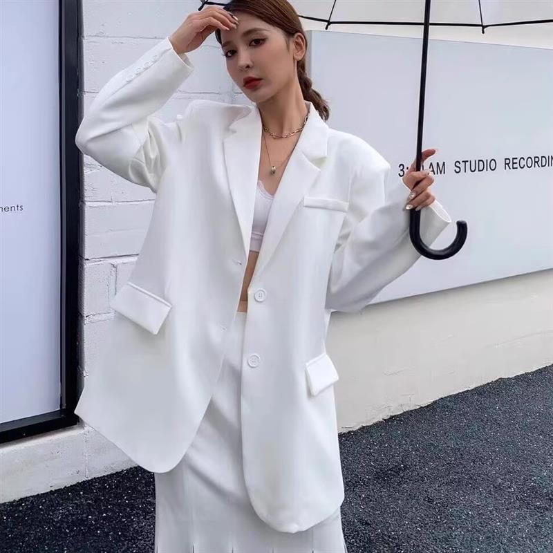 新品白色小西装外套女2025年春秋新款休宽松闲韩系西服小个子工装