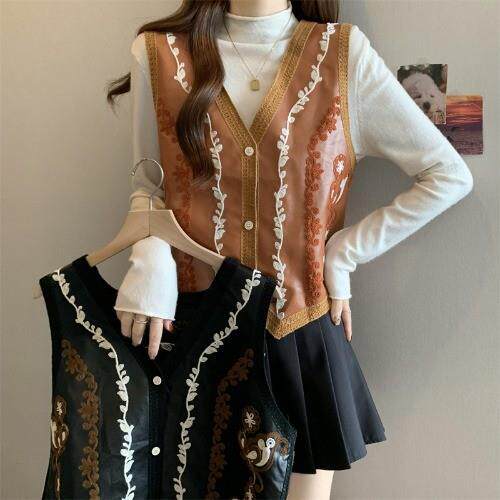 推荐大码胖mm巨好看刺绣PU皮衣马甲背心外搭女装2025秋季别致坎肩