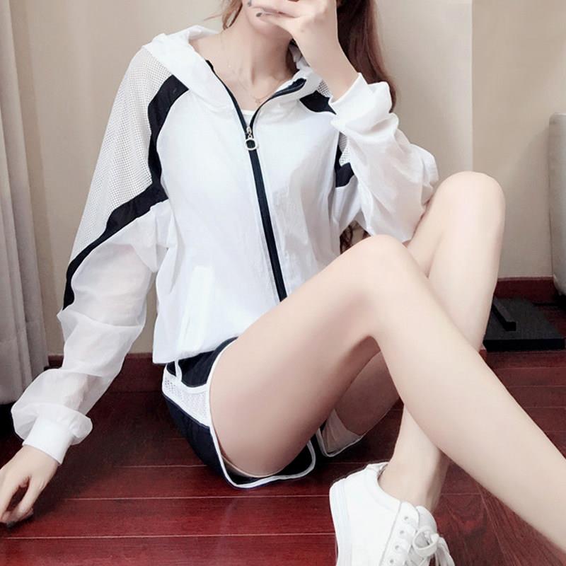 极速春秋运动套装薄款女春韩版宽松长袖连帽防晒衣短裤跑步休闲两
