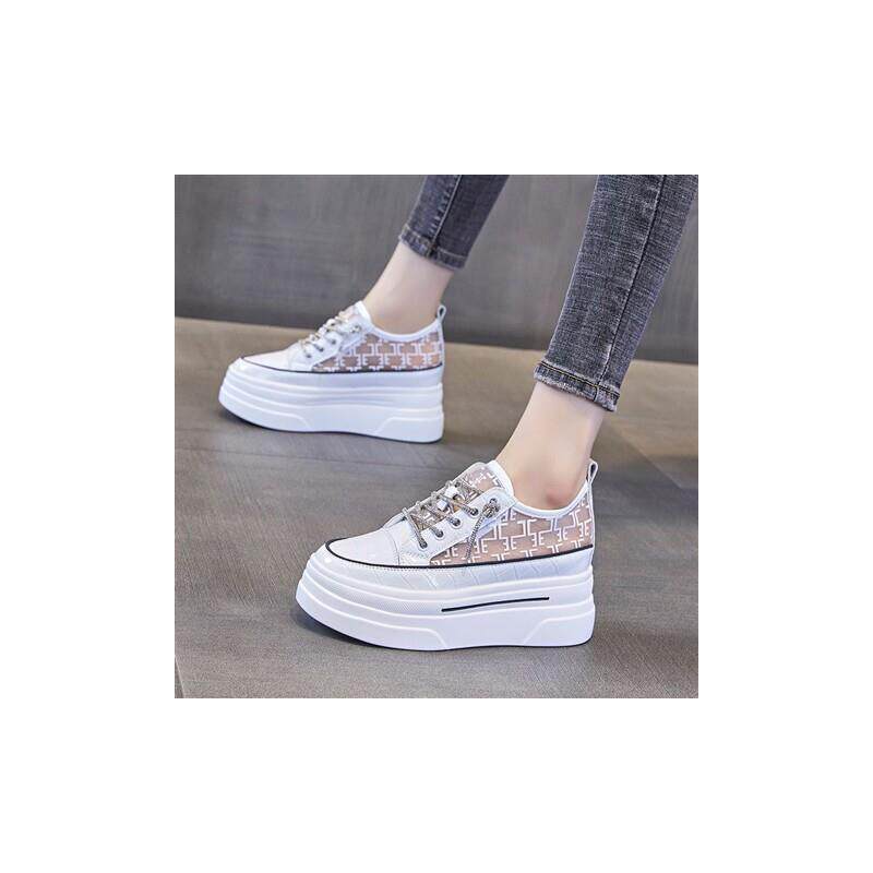 推荐网纱透气休闲板鞋松糕厚底内增高女鞋2026年新款女夏运动百搭