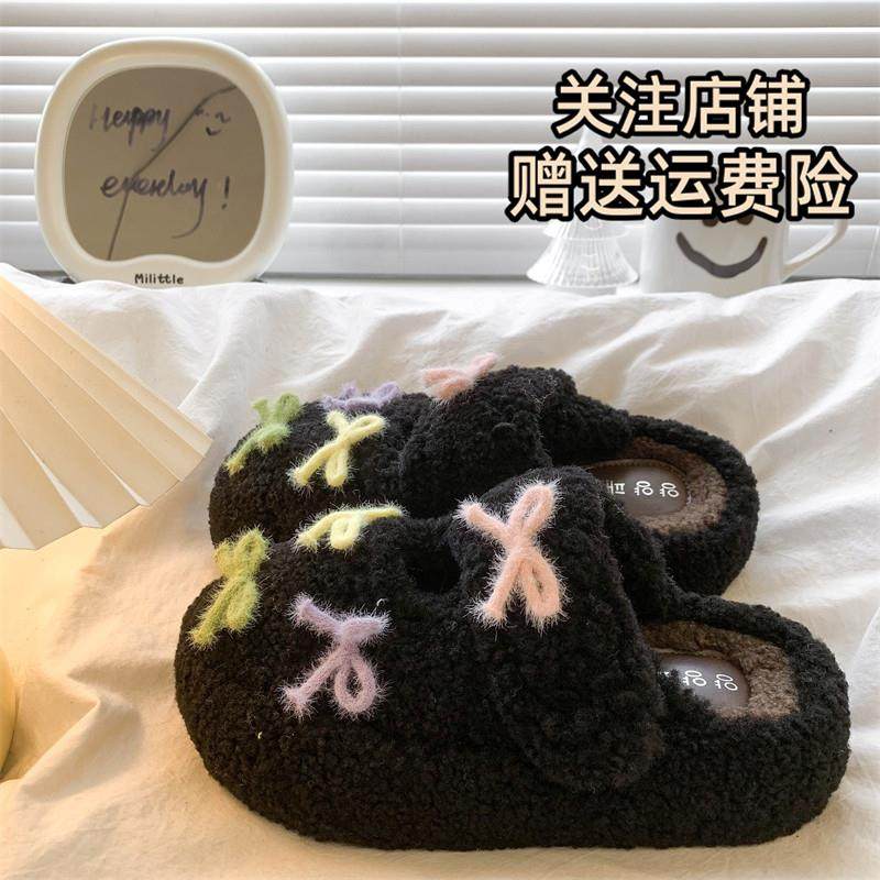 推荐毛绒蝴蝶结包头半拖鞋女外穿2025秋冬新款一脚蹬厚底加绒毛毛,女鞋,毛毛鞋,淘宝优惠券,粉丝福利购,淘宝优惠卷