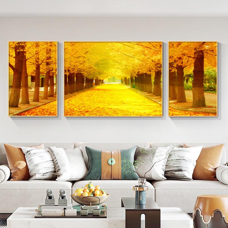 黄金满地自然风景客厅挂画