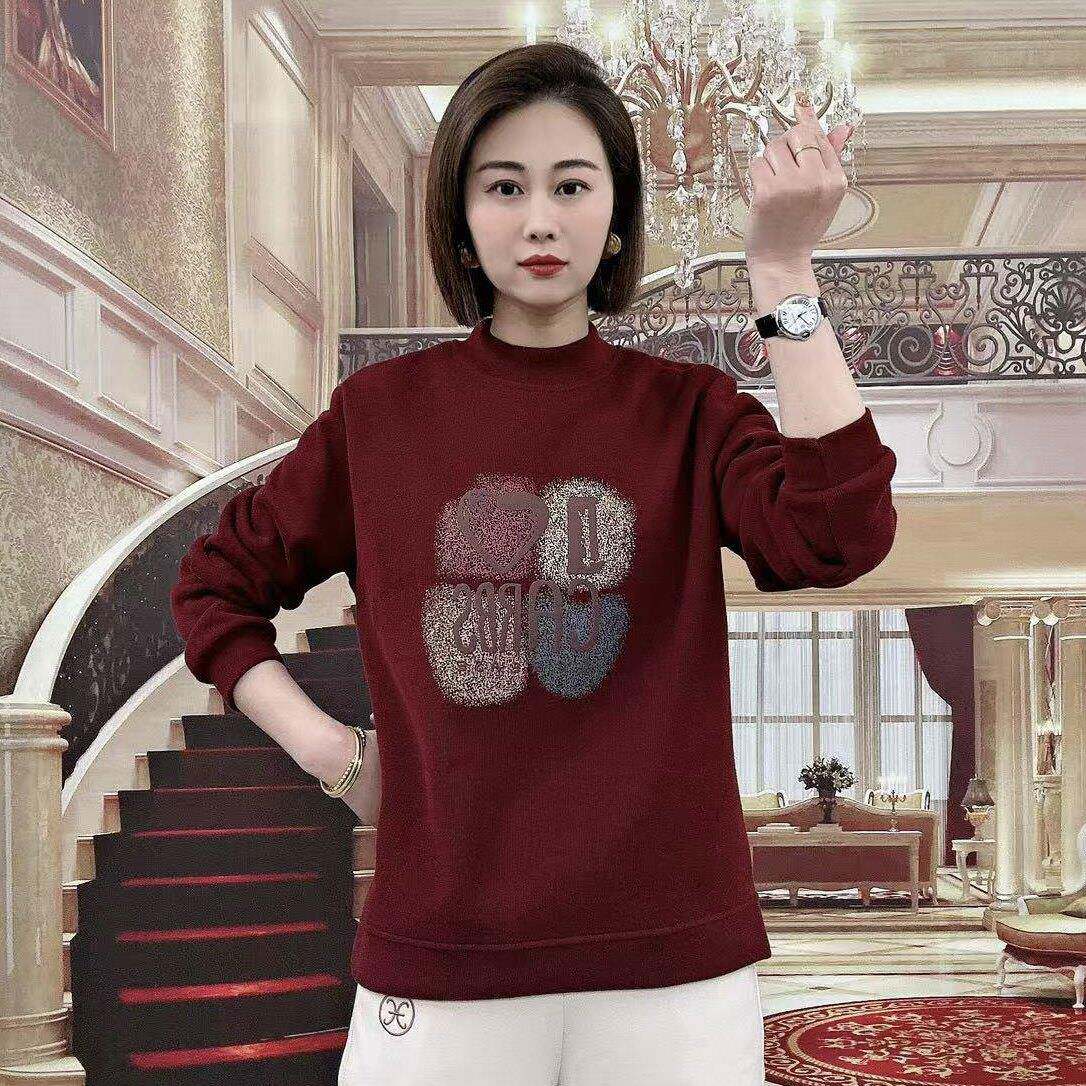 极速中老年女装妈妈打底衫秋冬新款加绒加厚上衣洋气时尚宽松休闲