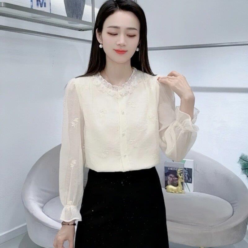 极速法式气质雪纺衬衫女士早秋新款百搭别致打底小衫甜美减龄洋气
