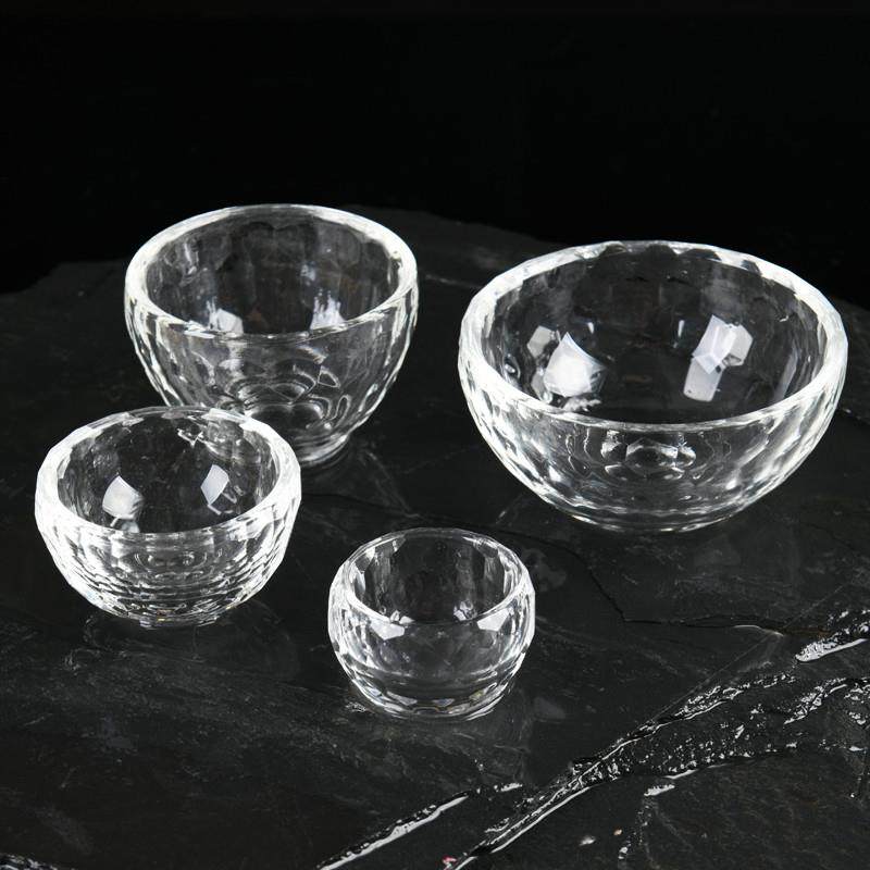 新品透明水晶碗酥油碗七宝圣水净水杯加厚玻璃品茗茶杯面膜精油碗