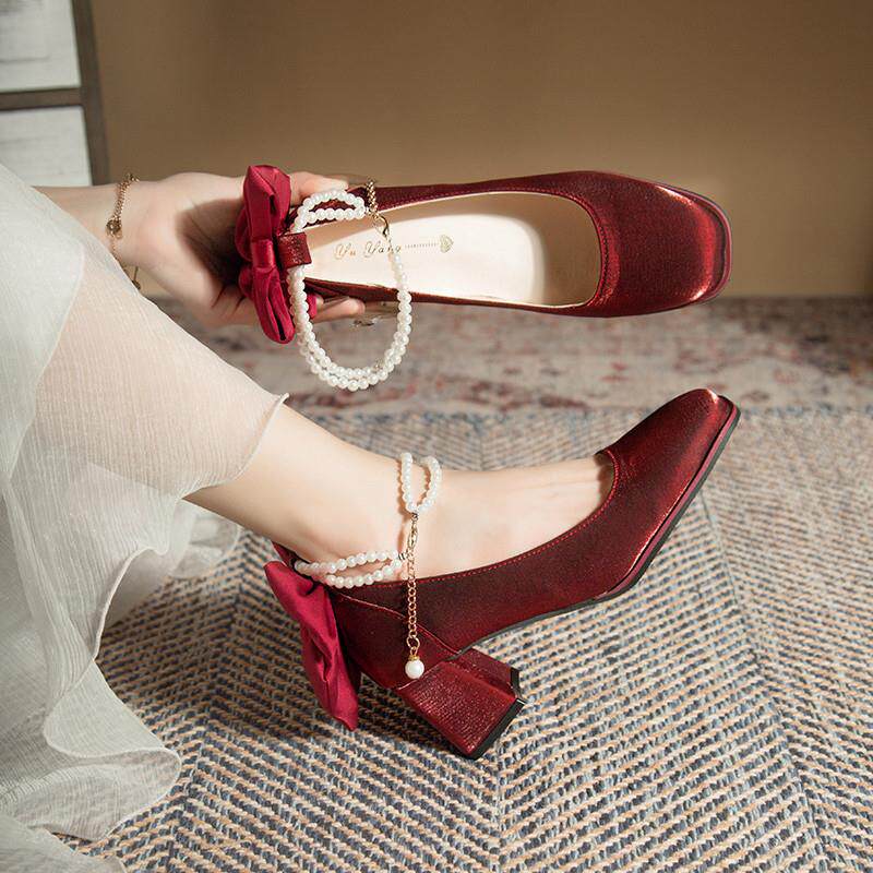 推荐婚纱神器厚底防水台小个子玛丽珍单鞋女新款新娘鞋婚鞋伴娘高