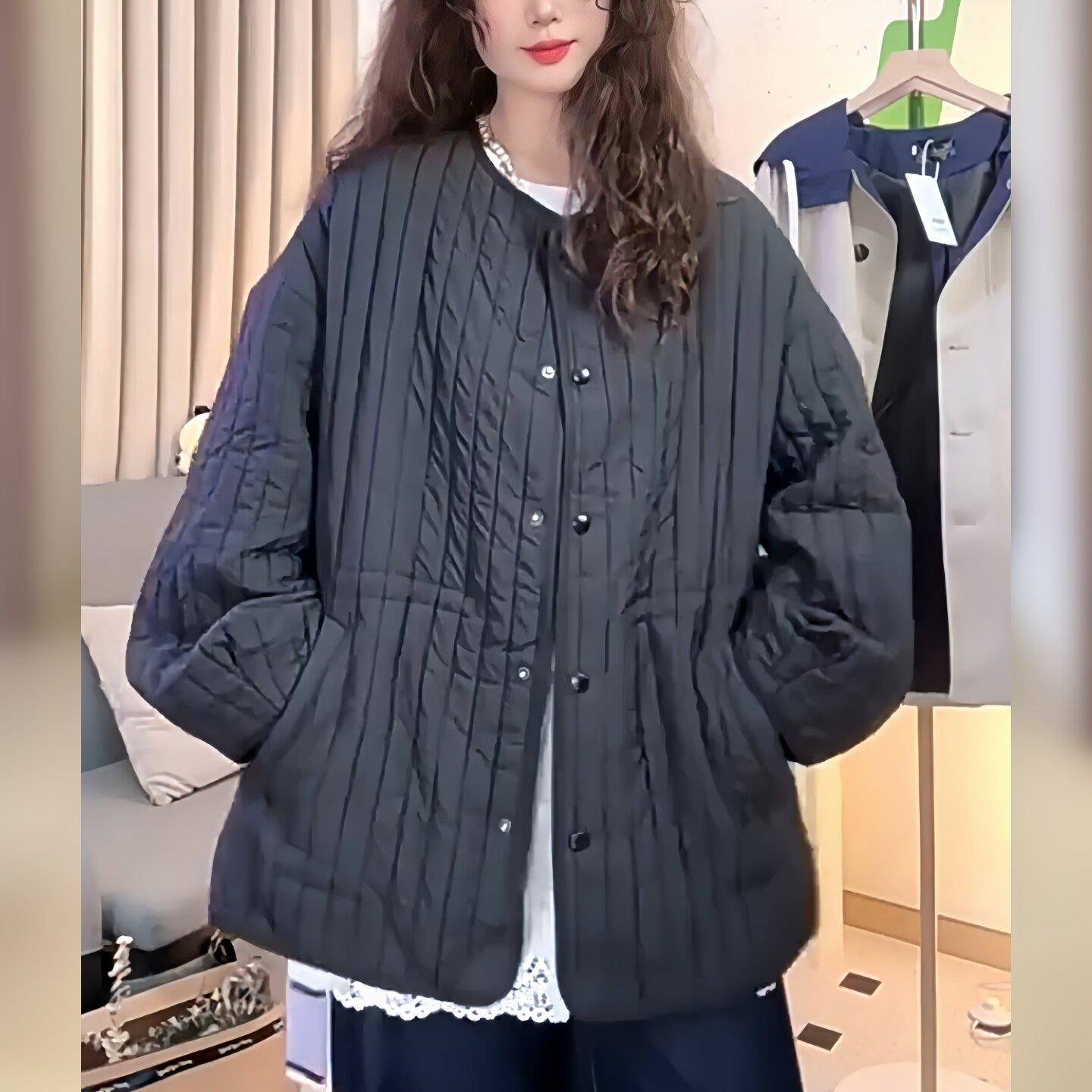 极速时尚洋气时髦棉服女冬季2026年新款加厚大码胖mm时尚简约棉服
