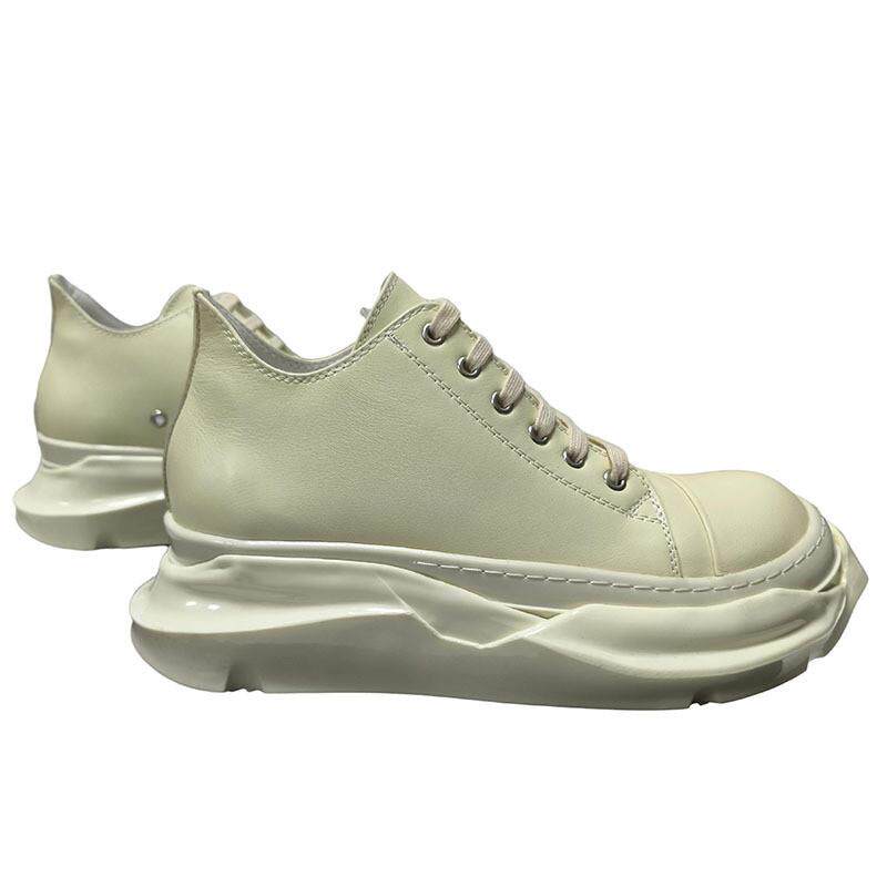 推荐男款红色老爹鞋ro春春秋夏新款真皮低帮板鞋男款休闲系带奶香