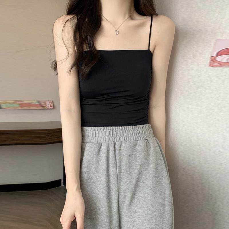 极速白色小吊带背心女春秋季西装内搭美背内衣外穿带胸垫一体抹胸
