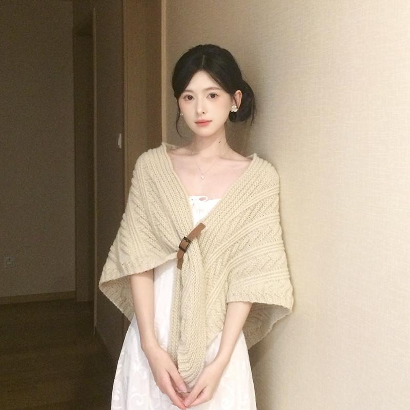 2025新款三角针织披肩女外