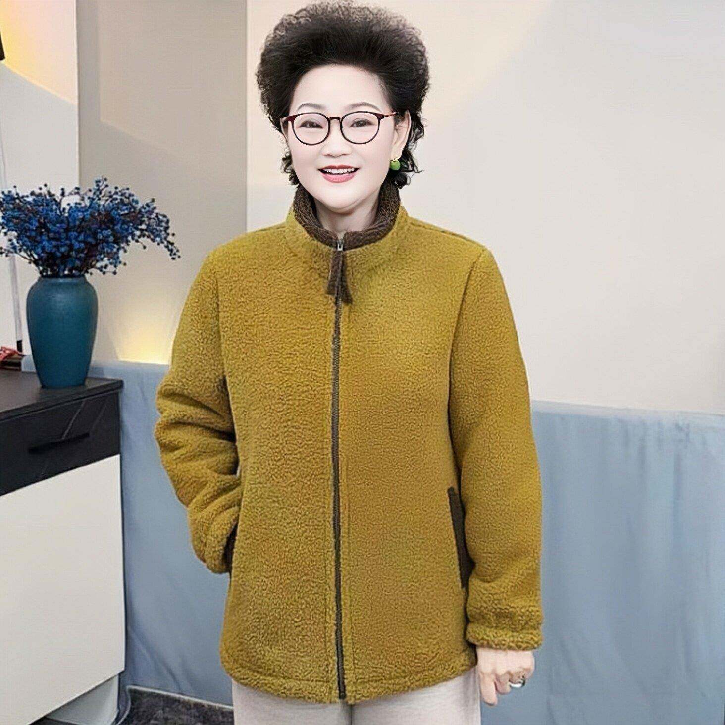 极速妈妈装棉衣冬季新款颗粒绒外套时尚洋气加绒加厚保暖中年女装