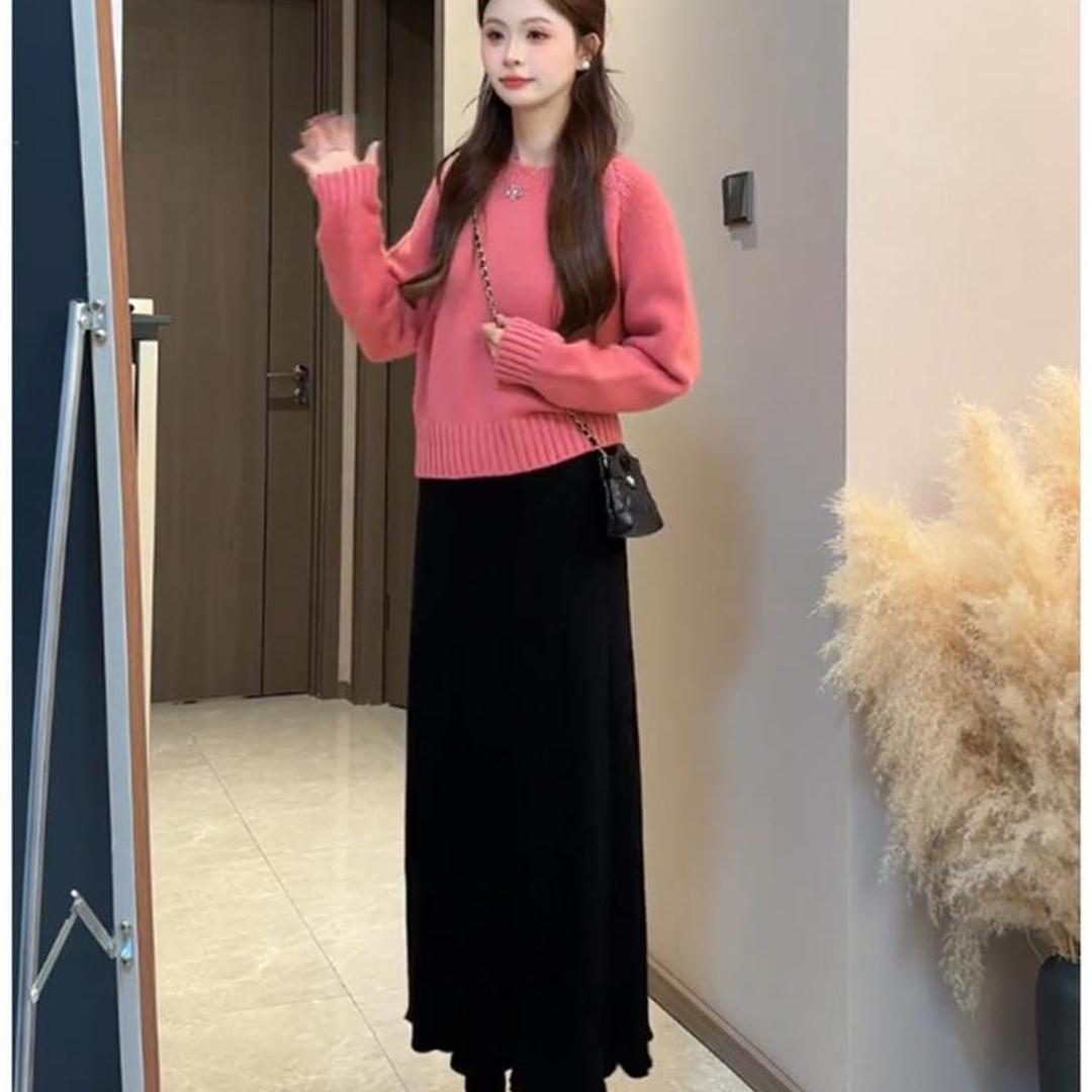 极速小个子短款圆领软糯套头毛衣女秋冬新款宽松慵懒针织衫百搭上