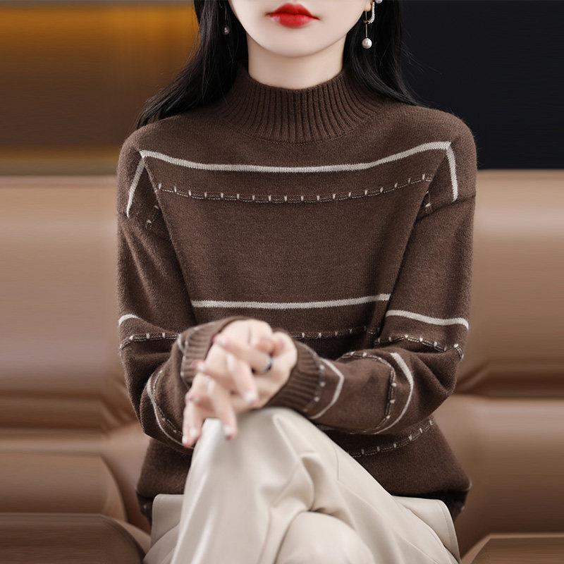 极速胖mm秋冬特大码半高领毛衣女宽松200斤遮肚子显瘦洋气羊毛打
