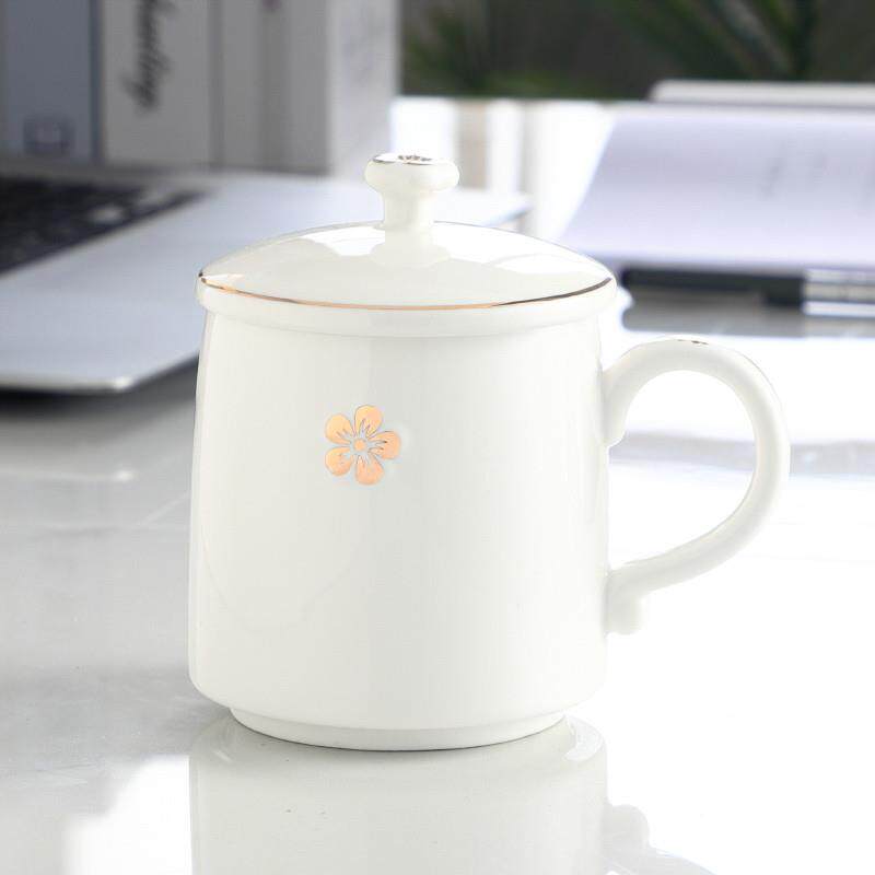 高颜值陶瓷马克杯带盖子家用水杯子办公室男女茶杯咖啡杯牛奶早餐