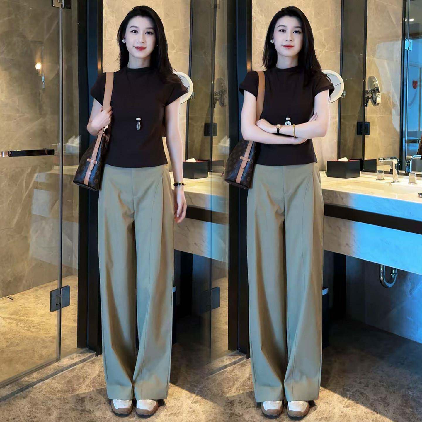 极速时尚套装女2026秋季新款洋气显瘦半高领针织上衣高腰阔腿裤两