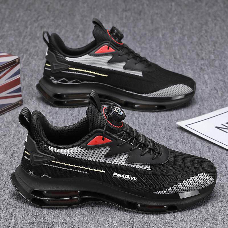 推荐大码45男鞋46春季学生网鞋旋转纽扣免系带运动休闲鞋透气跑步