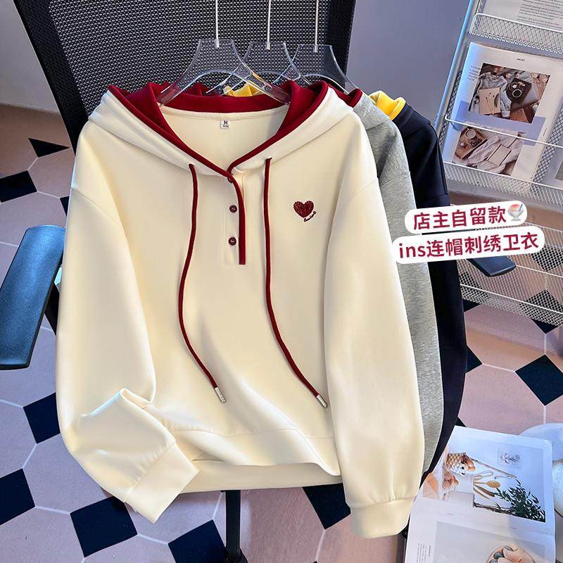 初中生连帽卫衣春秋款2025新款少女宽松休闲洋气时髦高中学生上衣