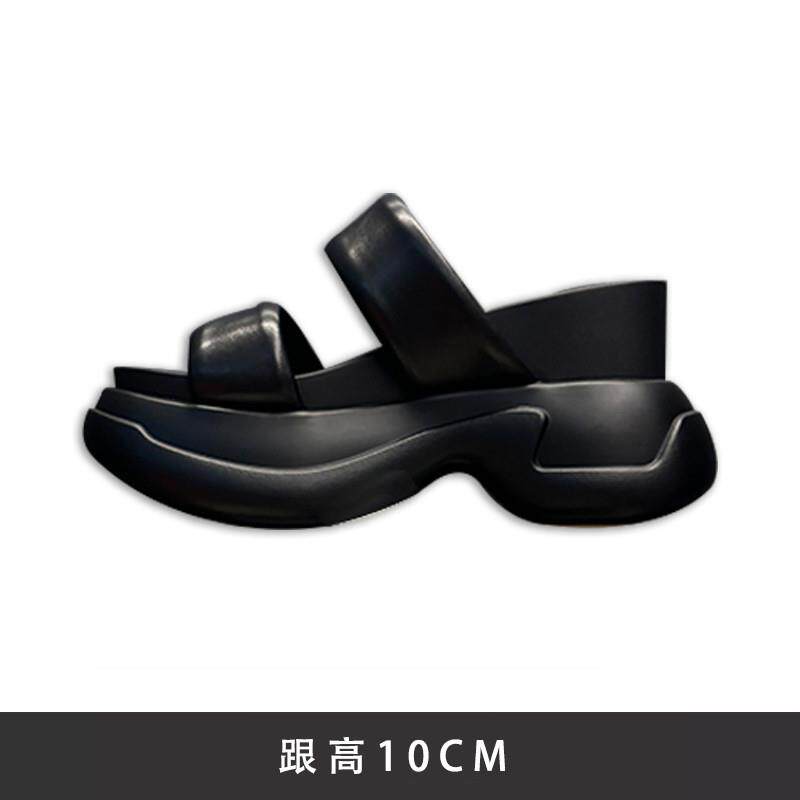 推荐厚底拖鞋女2026新款超高跟外穿时尚夏天一字增高松糕坡跟沙滩