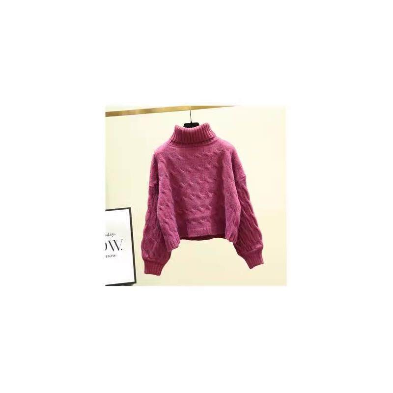 推荐秋冬新款白色高领麻花毛衣女慵懒内搭打底加厚套头外穿针织衫