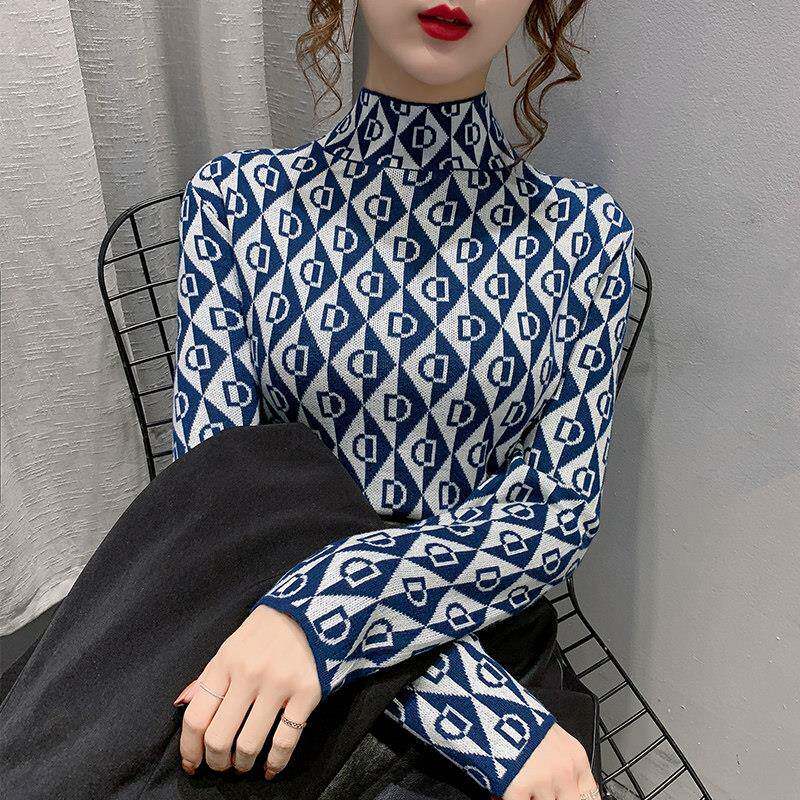 极速半高领针织衫女秋冬深圳欧货小衫西装内搭打底衫修身套头保暖
