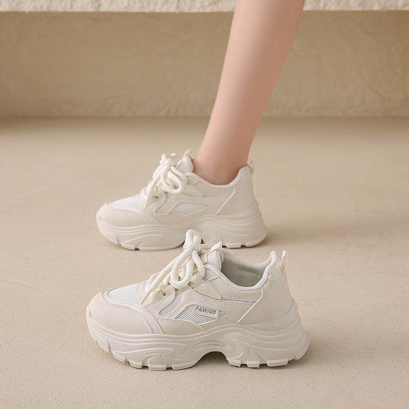 推荐踩屎感显脚小老爹鞋女秋季网面厚底学生跑步鞋软底轻便减震运