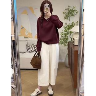 红色洋气加绒短款卫衣女2025新款爆款小个子超火减龄圆领上衣早秋