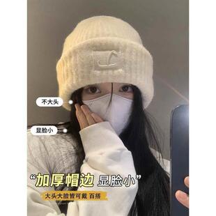 韩系大头围帽子女款2025新款秋冬款显脸小针织毛线帽保暖包头冷帽