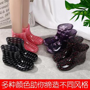 时尚 厚底防滑加绒水鞋 雨鞋 雨靴低帮防水胶鞋 工作潮 女短筒男士 新品