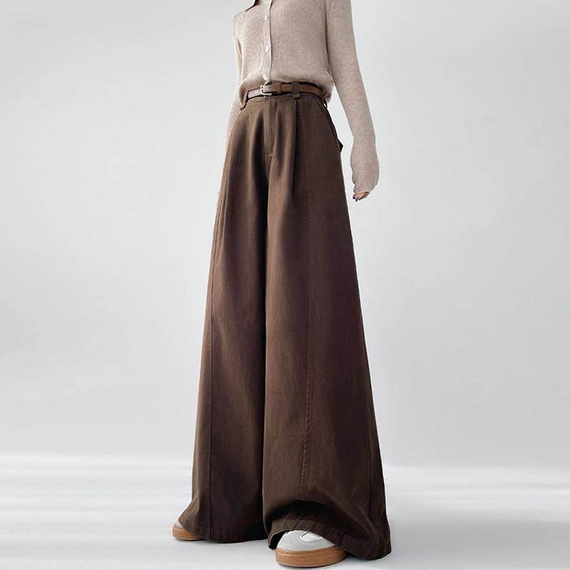 推荐白色西装裤高级感垂感半松紧腰阔腿裤女2025新款秋季宽松休闲