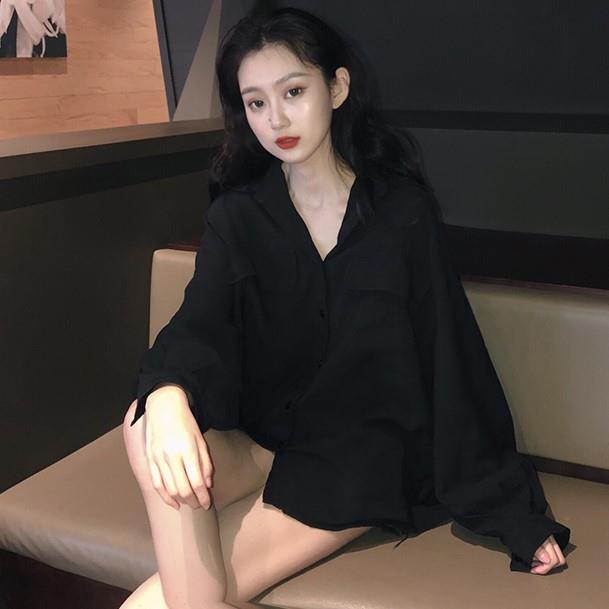 极速黑色衬衣女高级感秋款学院风女士衬衫设计感上衣今年流行漂亮