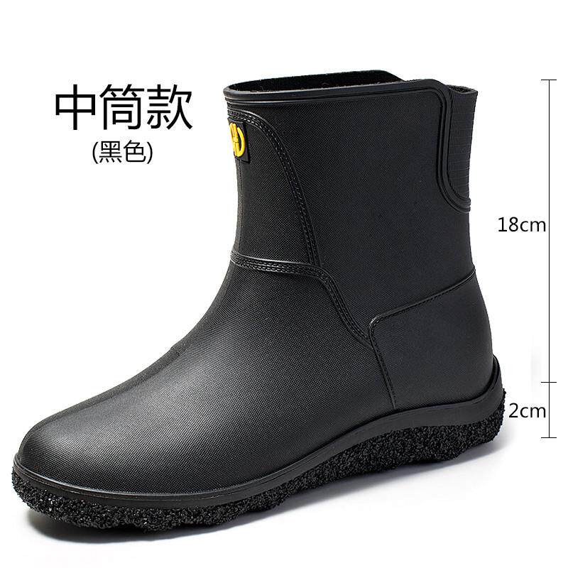 推荐新型轻便防水鞋男款工作短雨鞋外卖骑手专用厨房防滑男士雨靴