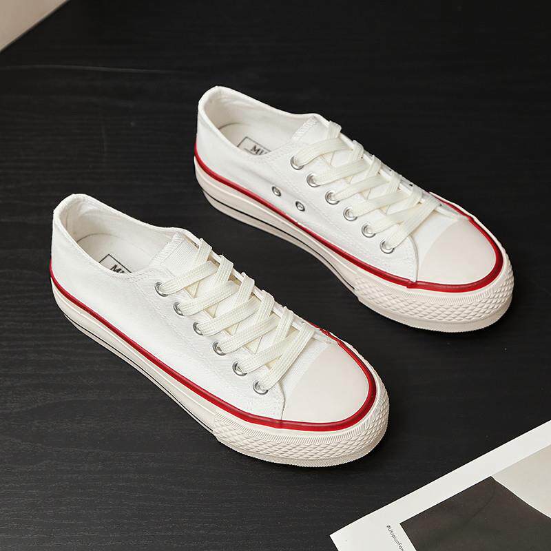 推荐厚底帆布鞋女2026新款春秋女士板鞋休闲鞋女软底韩版百搭女鞋