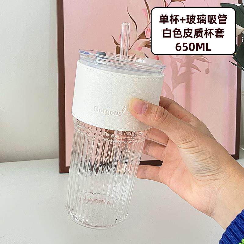 推荐玻璃杯大容量防爆耐高温高硼硅奶茶杯子女士水杯高颜值2022新