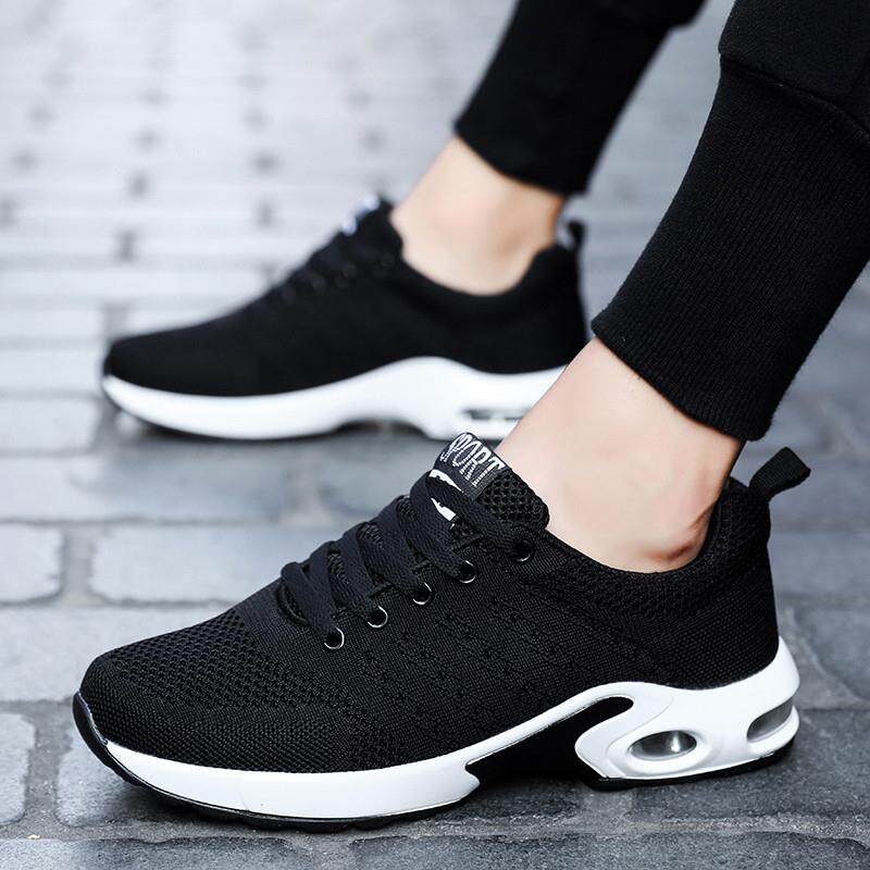 推荐外贸男鞋秋季飞织网面休闲鞋男士轻便软底减震跑步鞋软底防滑