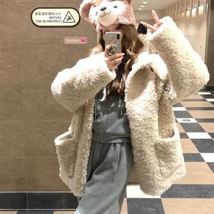 绒绒泰迪熊宽松皮毛一体仿皮草羊羔毛中长款立领环保皮草毛毛外套