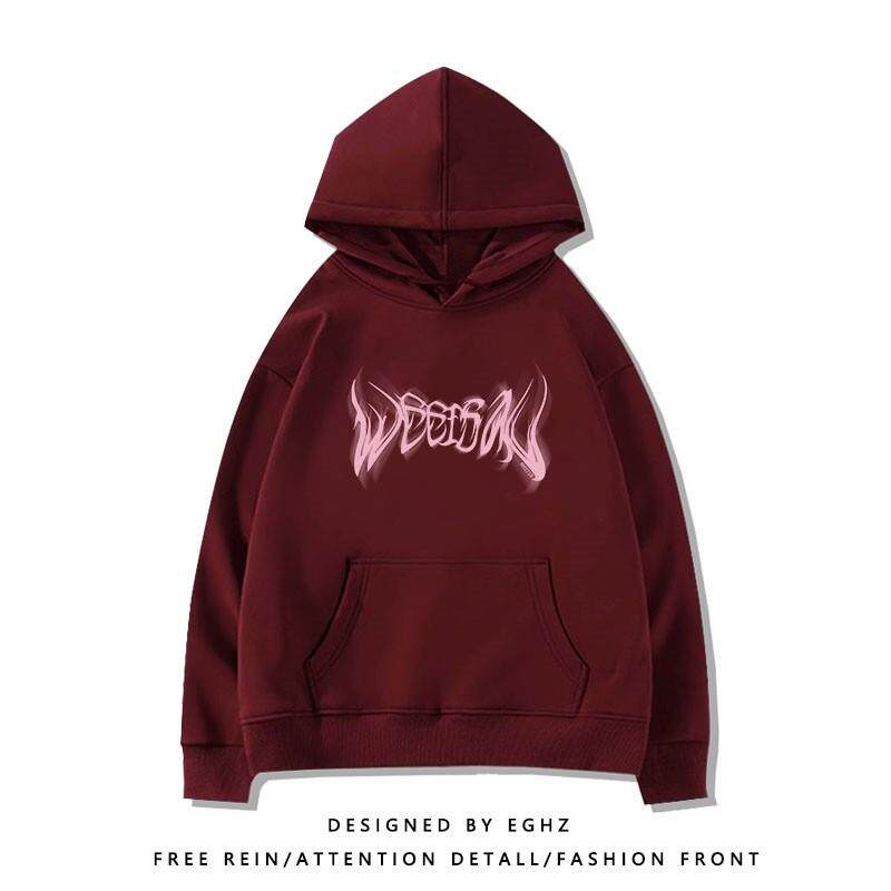 推荐美式粉色连帽卫衣女装2025新款爆款宽松oversize慵懒风小个子