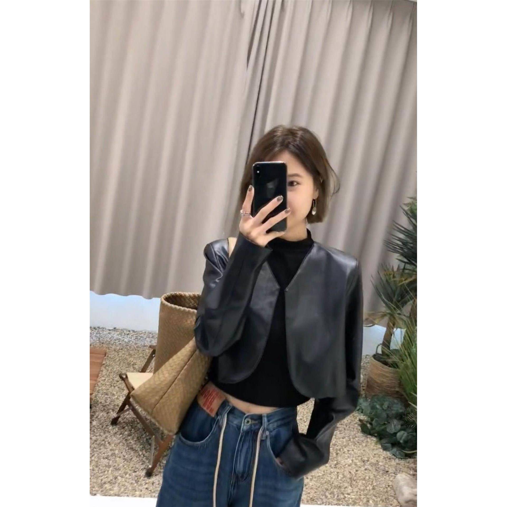 极速小个子皮衣女2026春秋季新款短款黑色外套上衣复古chic机车服