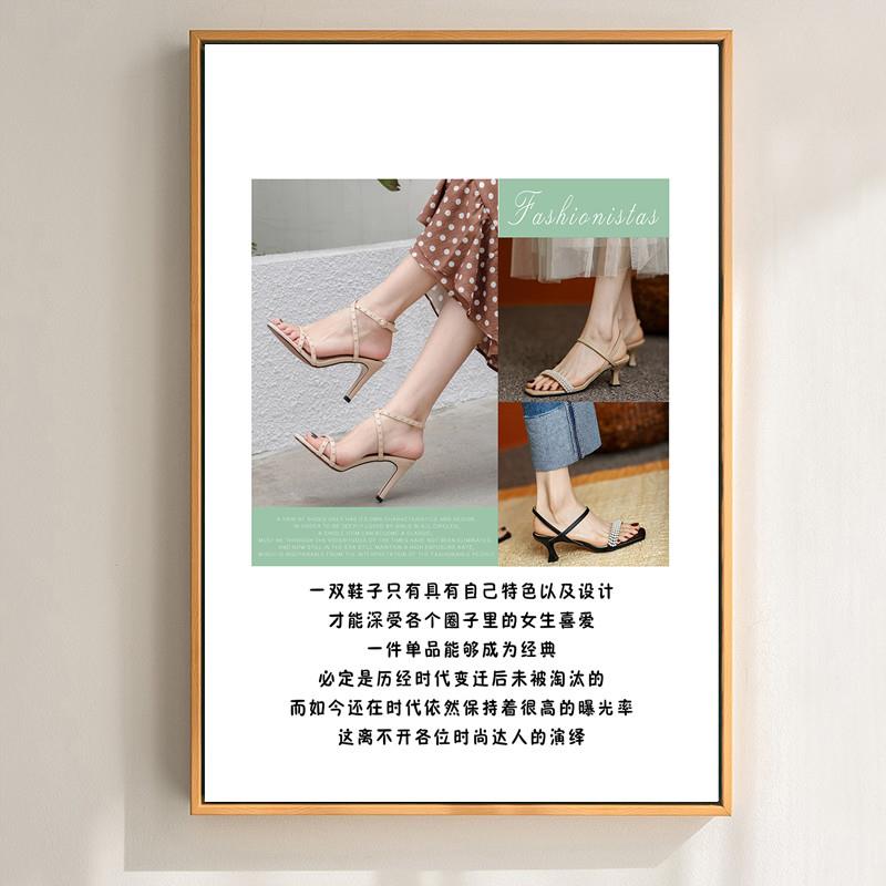 新品服装店背景墙创意装饰画鞋店形象墙墙上高级感挂画橱窗场景布图片
