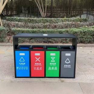 不锈钢材质环卫垃圾桶街道四分类户外镀锌金属垃圾箱厂家货源