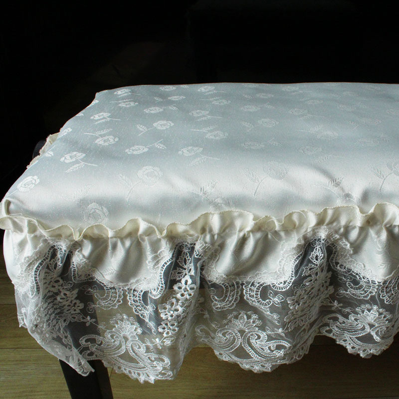 白色蕾丝花边欧式刺绣绣花布艺防尘盖布钢琴罩半罩钢琴巾琴披盖巾
