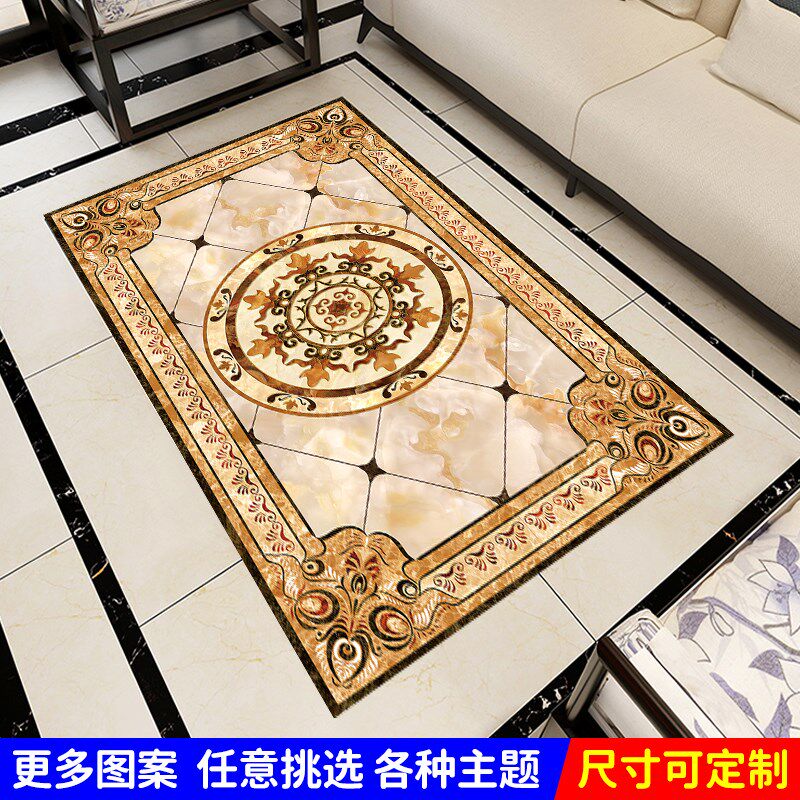 欧式地面拼花贴纸走廊过道自粘地贴玄关客厅地板T瓷砖贴画防水耐