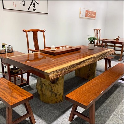 奥坎实木大板茶j桌花梨木整板原木台面大半台家用餐桌大尺寸办公
