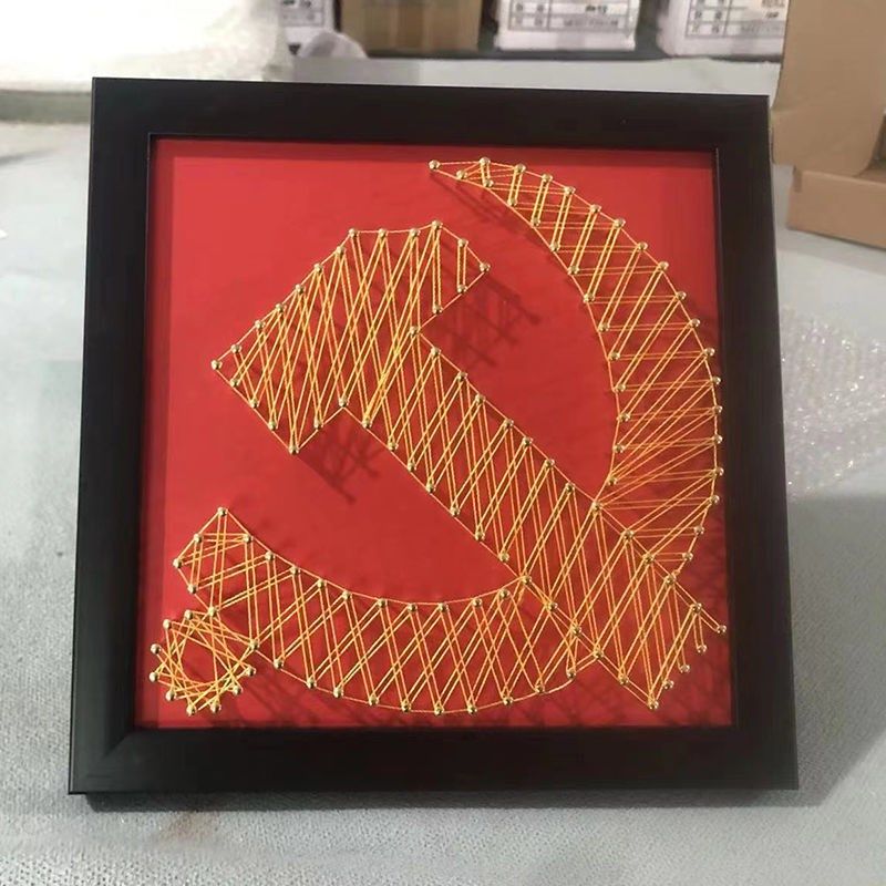 国庆节diy手工制作钉子画红色爱国主题绕线画团建活动解闷材料包,家居饰品,DIY/数字油画,淘宝优惠券,粉丝福利购,淘宝优惠卷