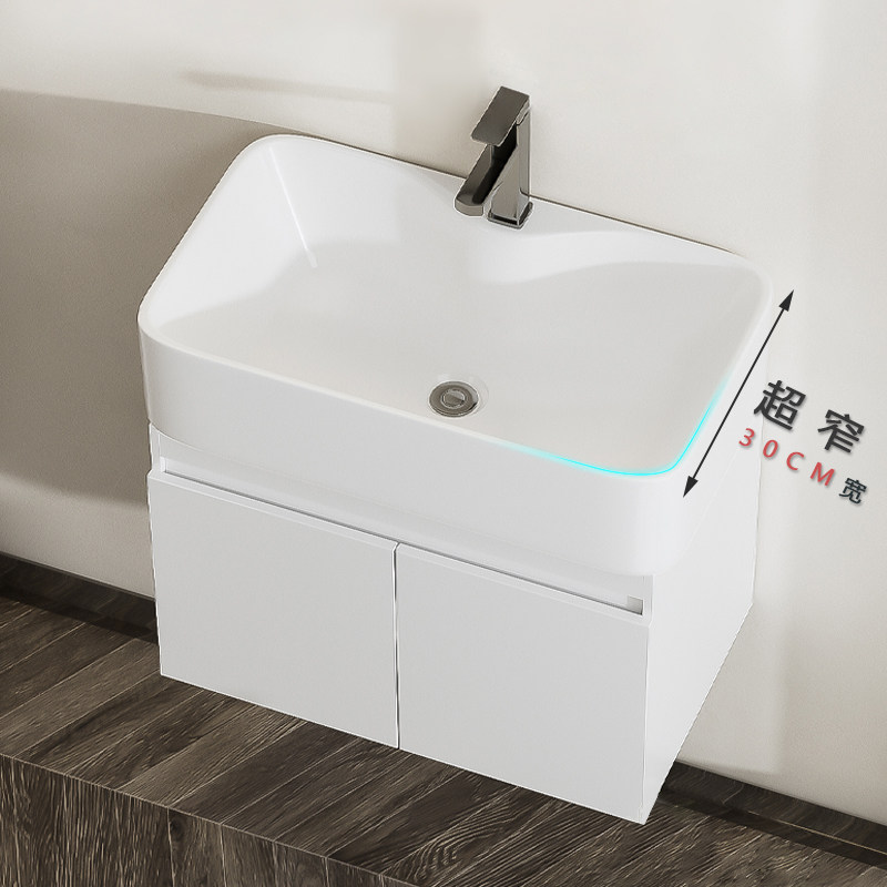 家用小户a型洗手盆卫生间小尺寸挂墙式洗脸盆阳台陶瓷一体洗漱台