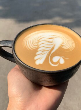 Paseo现货j 藏区黑陶咖啡杯拿铁杯水杯手工茶器茶杯茶具质感拉花