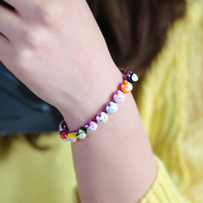 七夕新款敏匠现货女手工编织红手绳水晶猫情侣饰品送女友礼物,饰品/流行首饰/时尚饰品新,手链,淘宝优惠券,粉丝福利购,淘宝优惠卷