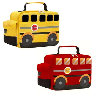 午餐盒儿童男女学校午餐袋 冷却器热餐手提袋 野餐包黄色校车