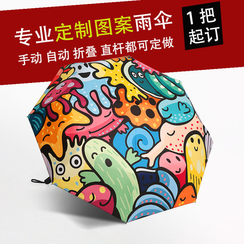 雨伞定制logo广告伞定做礼品黑胶伞女J两用防晒印刷图案照片自动